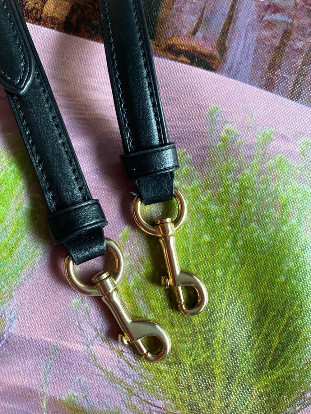 Coach Black Leather Crossbody Strap with Gold Hardware.